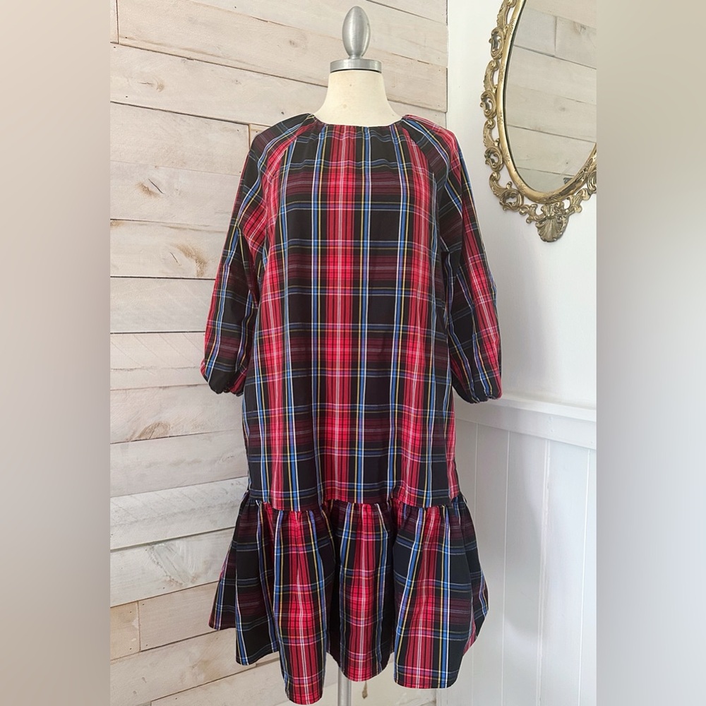 Draper James Red and Black Raglan Sleeve Casual Dress